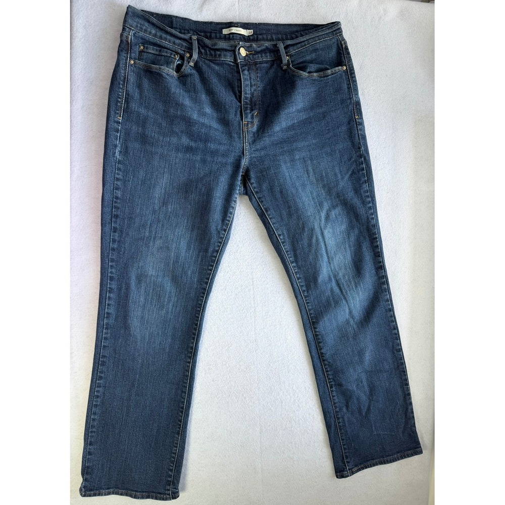 Levis 505 Straight Leg Jeans Womens 14S Medium Dark Wash Denim Zip Fly